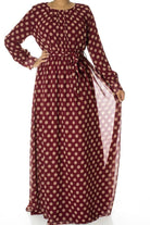 Maroon Polka dot maxi dress Kabayare