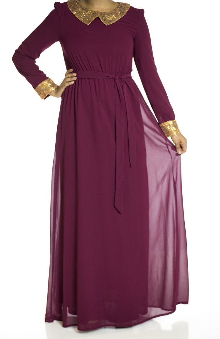 Maroon Sequin Bow maxi dress Kabayare