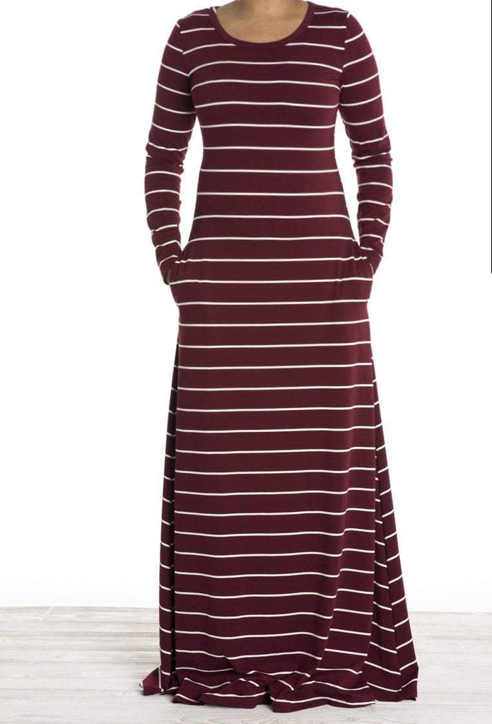 Maroon stripe Jersey dress Kabayare