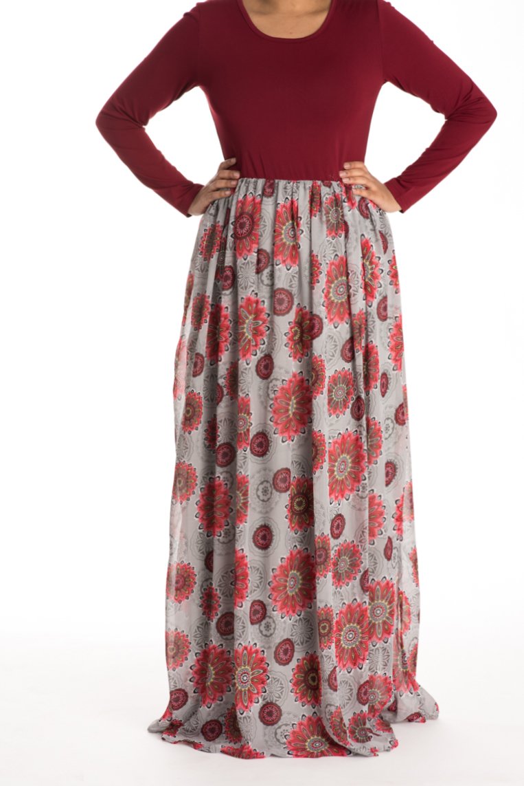 Maroon sweetheart Maxi Dress Kabayare