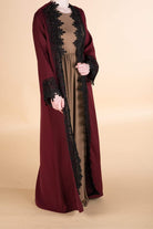 Maroon textured Lace kimono Kabayare