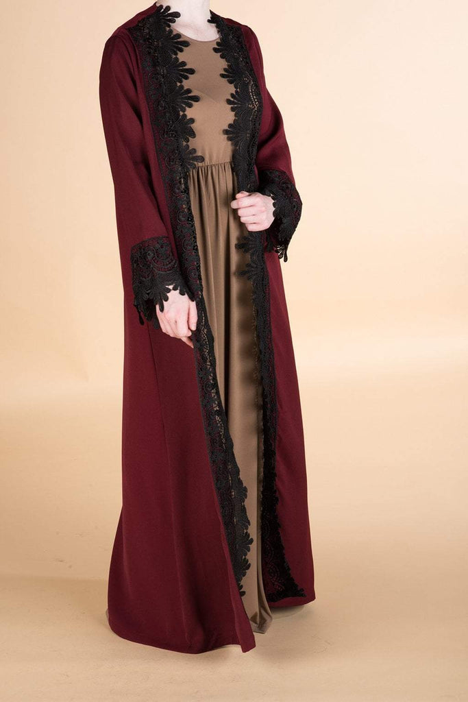 Maroon textured Lace kimono Kabayare