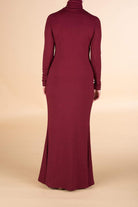 Maroon Turtle-neck long sleeve Maxi dress Kabayare
