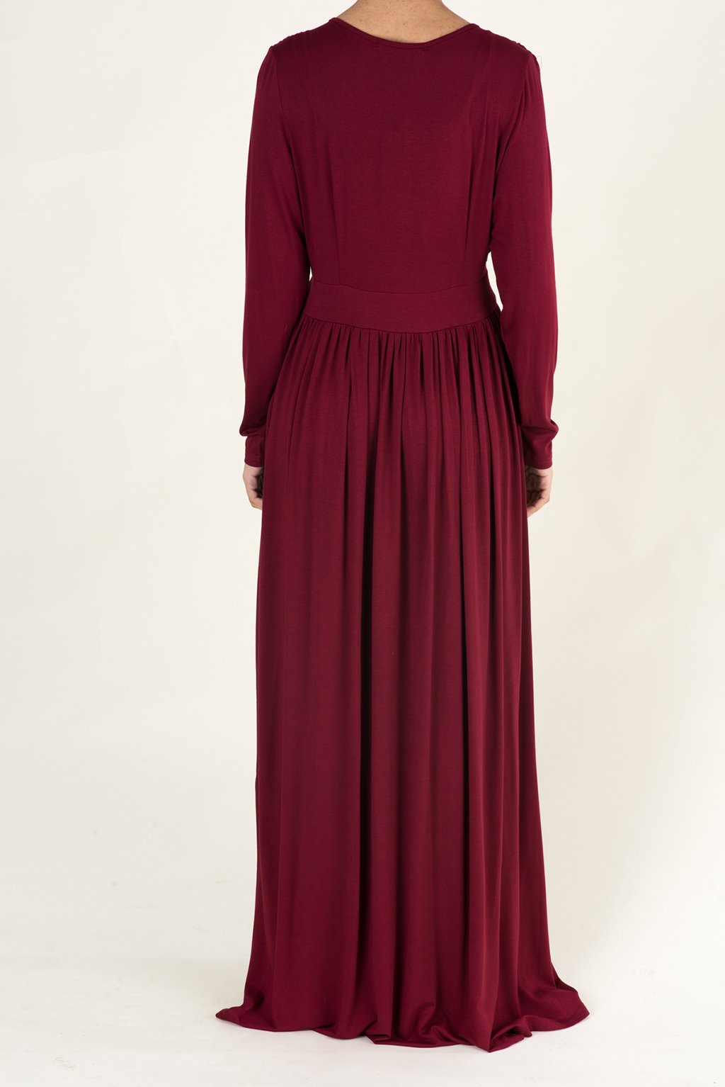 Maroon V-Neck Jersey Maxi Dress Kabayare