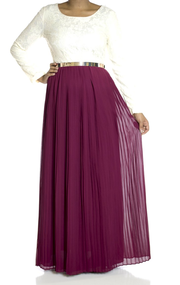 Maroon Vintage pleated dress Kabayare