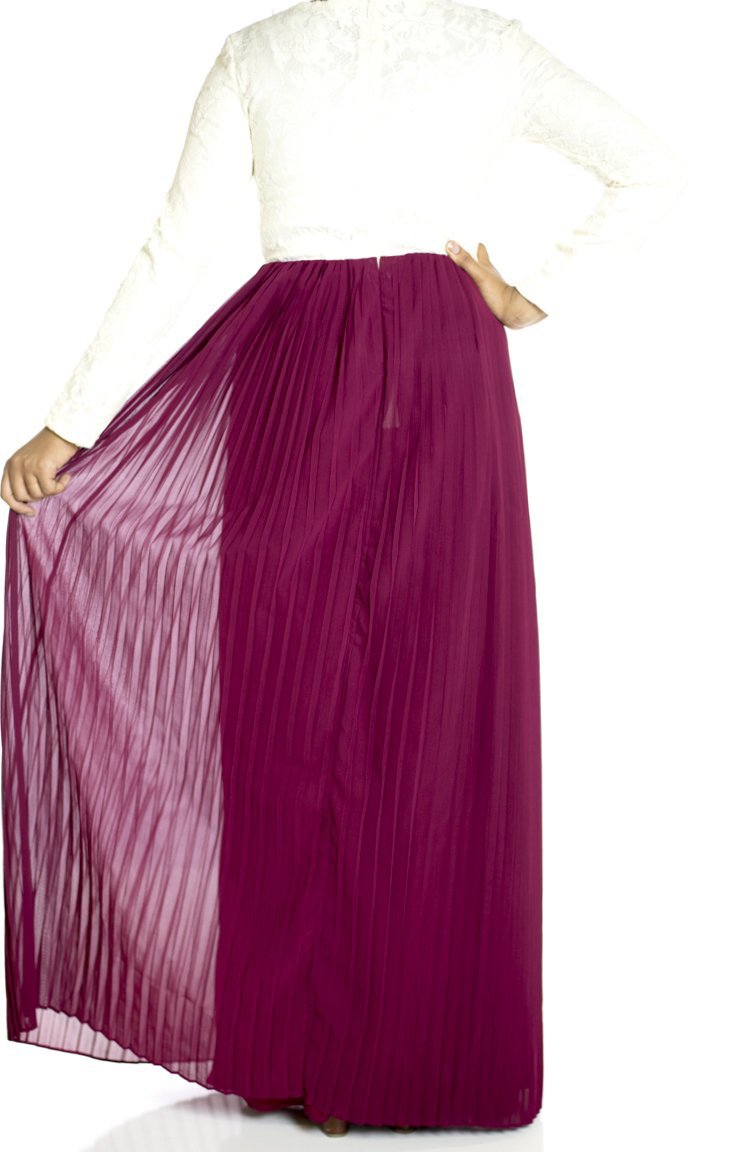 Maroon Vintage pleated dress Kabayare
