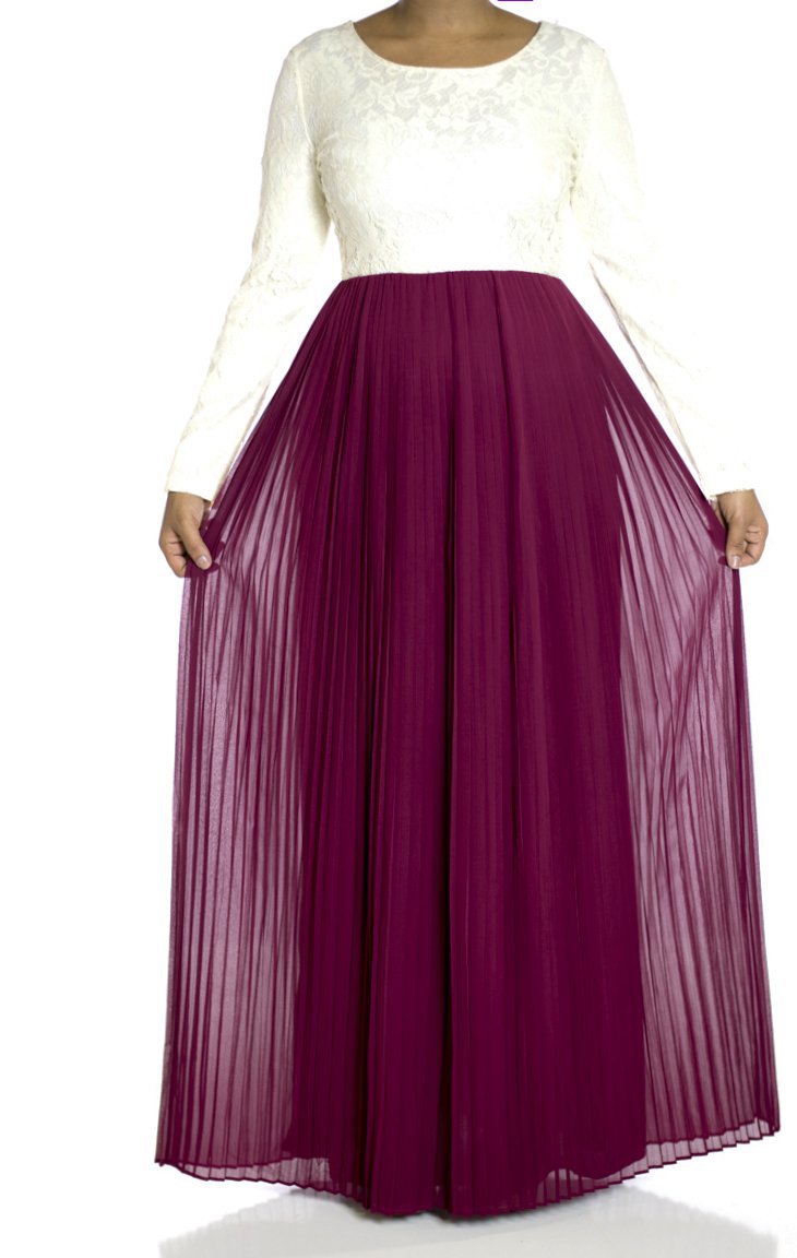 Maroon Vintage pleated dress Kabayare