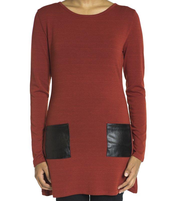 marsala Leather Pockets top Kabayare