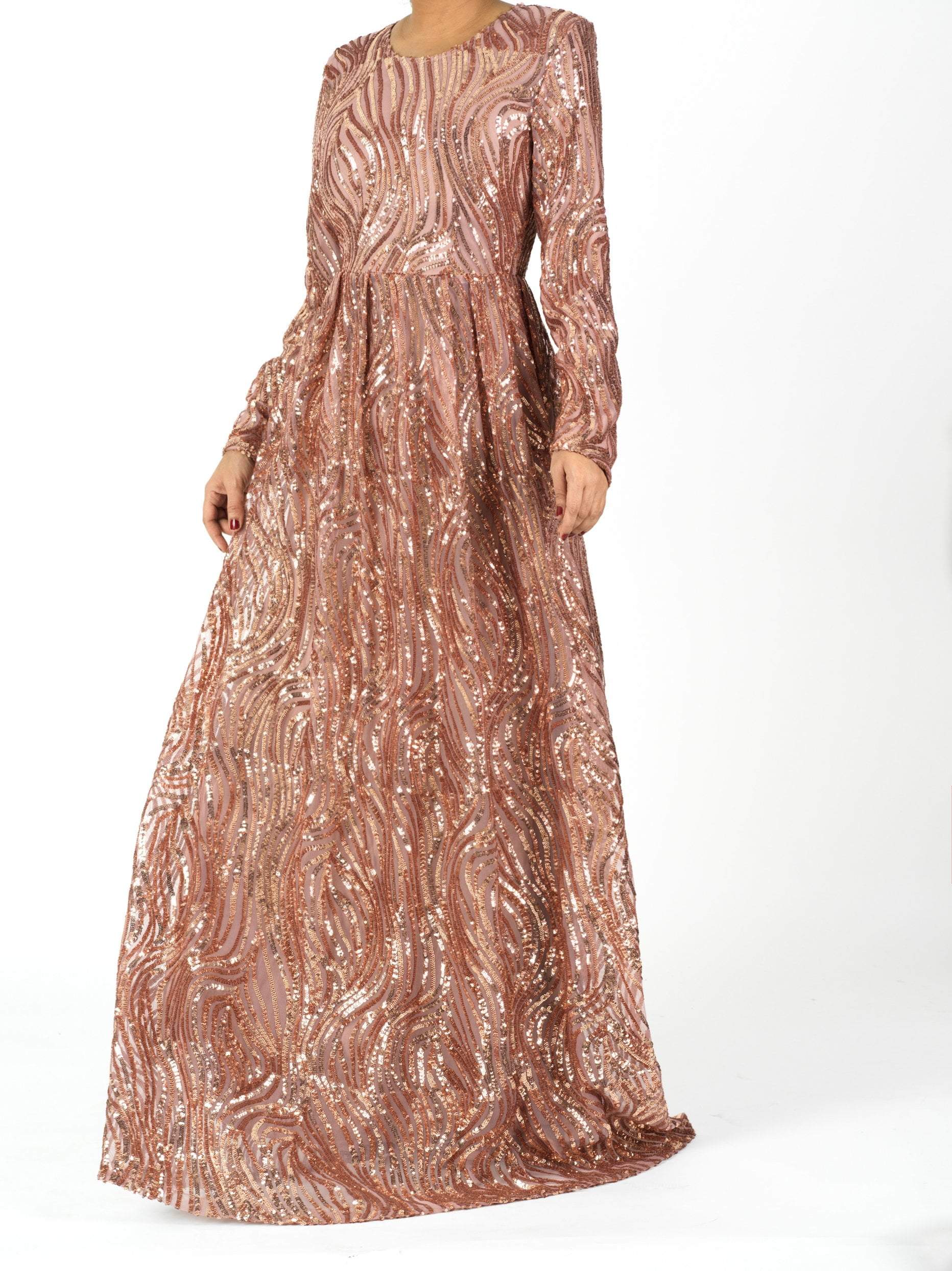 Mauve Chic sequin Modest Gown Kabayare