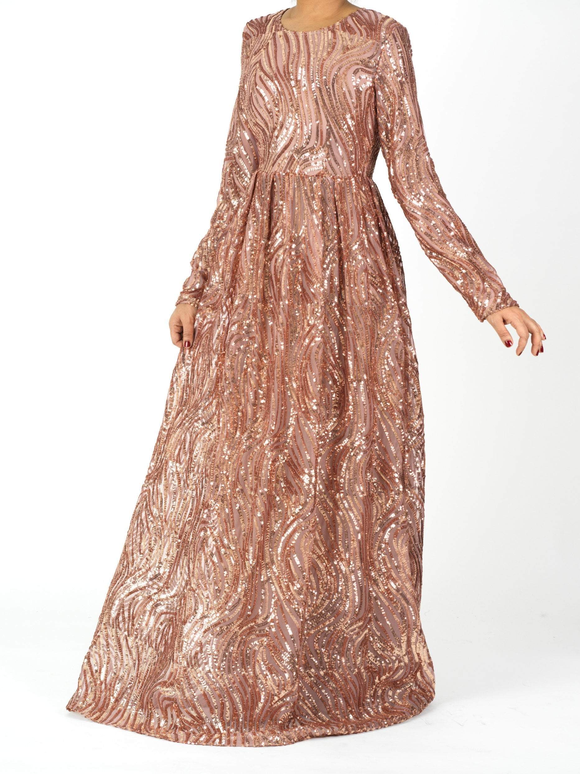 Mauve Chic sequin Modest Gown Kabayare