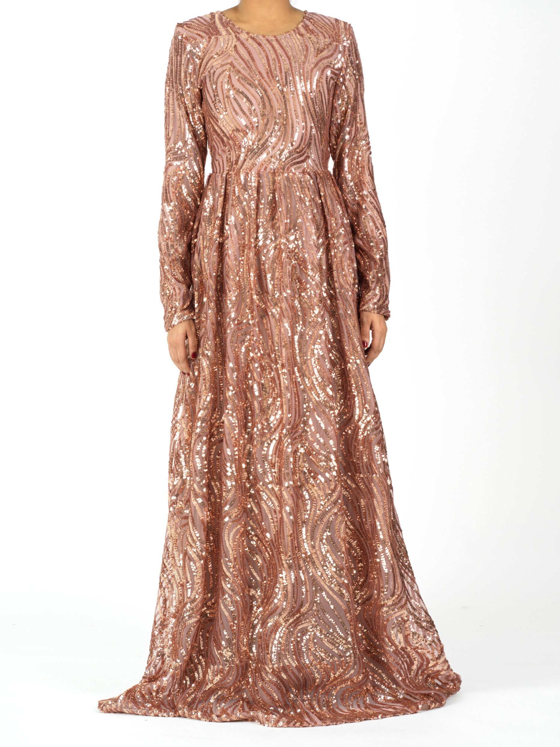 Mauve Chic sequin Modest Gown Kabayare