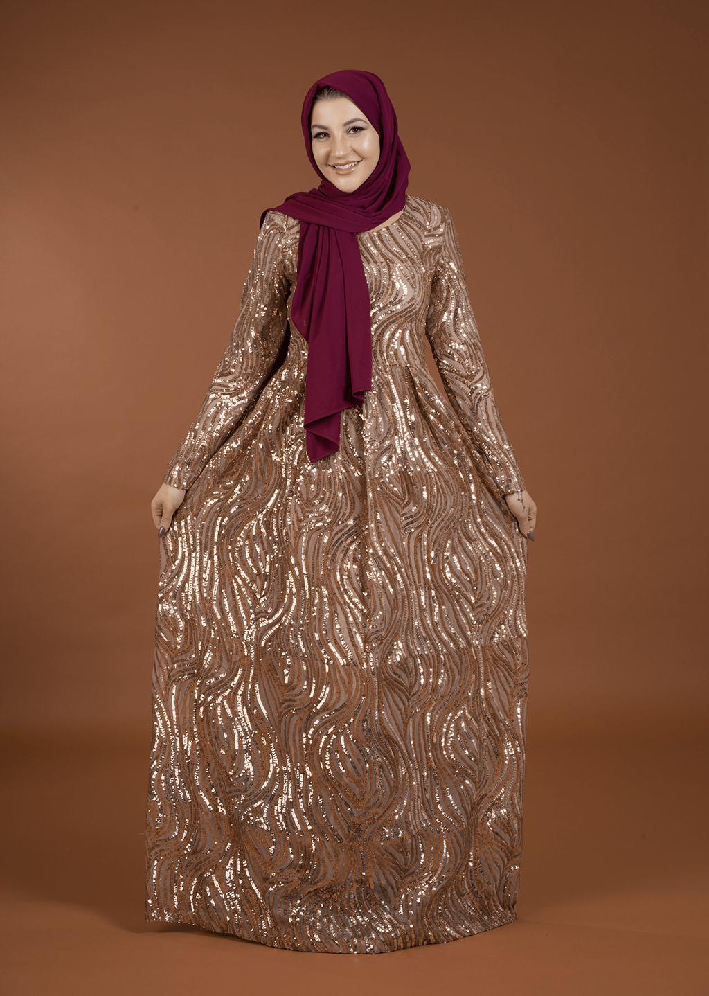 Mauve Chic sequin Modest Gown Kabayare