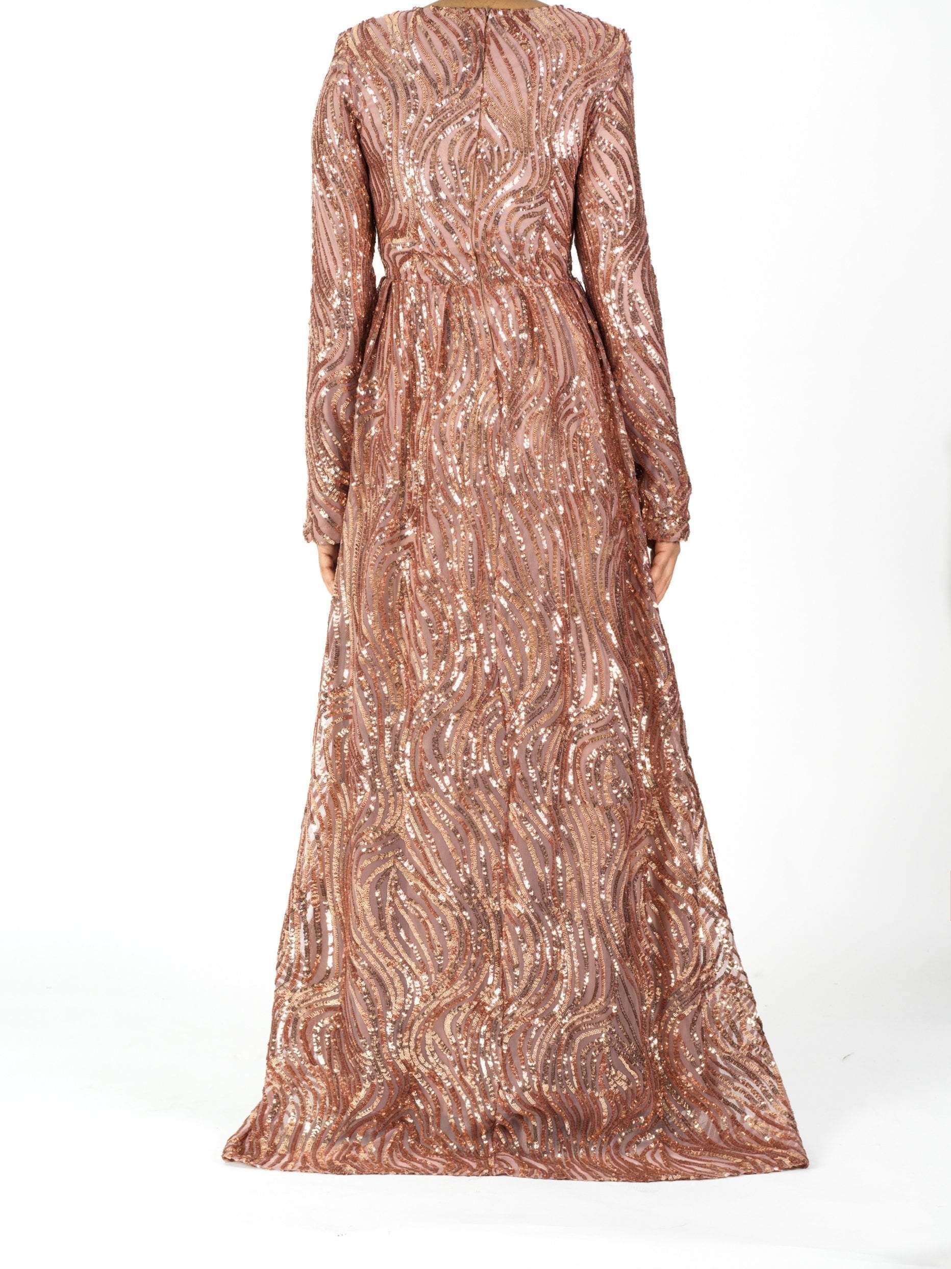 Mauve Chic sequin Modest Gown Kabayare