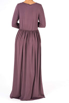 Mauve Floral Embroidery Dress Kabayare
