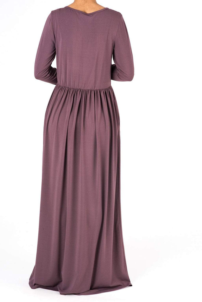 Mauve Floral Embroidery Dress Kabayare