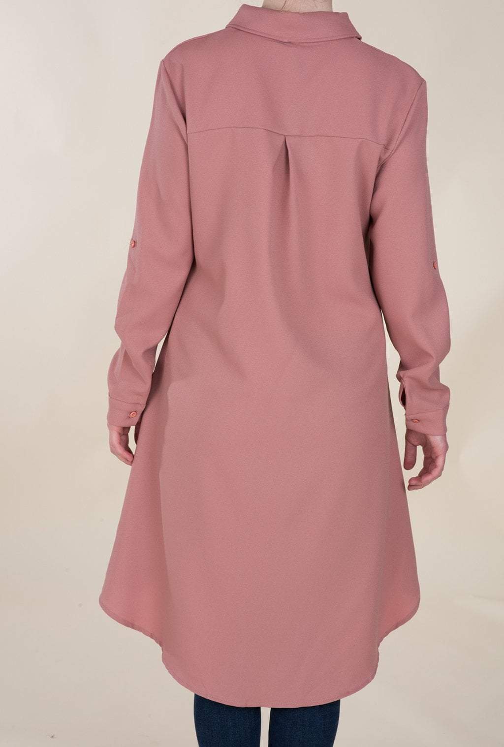 Mauve High Low Buttons Shirt Kabayare