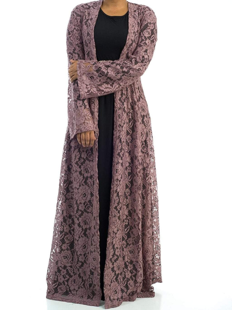 Mauve  Lace Maxi Cardigan Kabayare