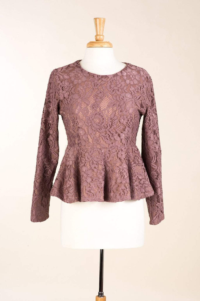 Mauve Lace Peplum Top Kabayare