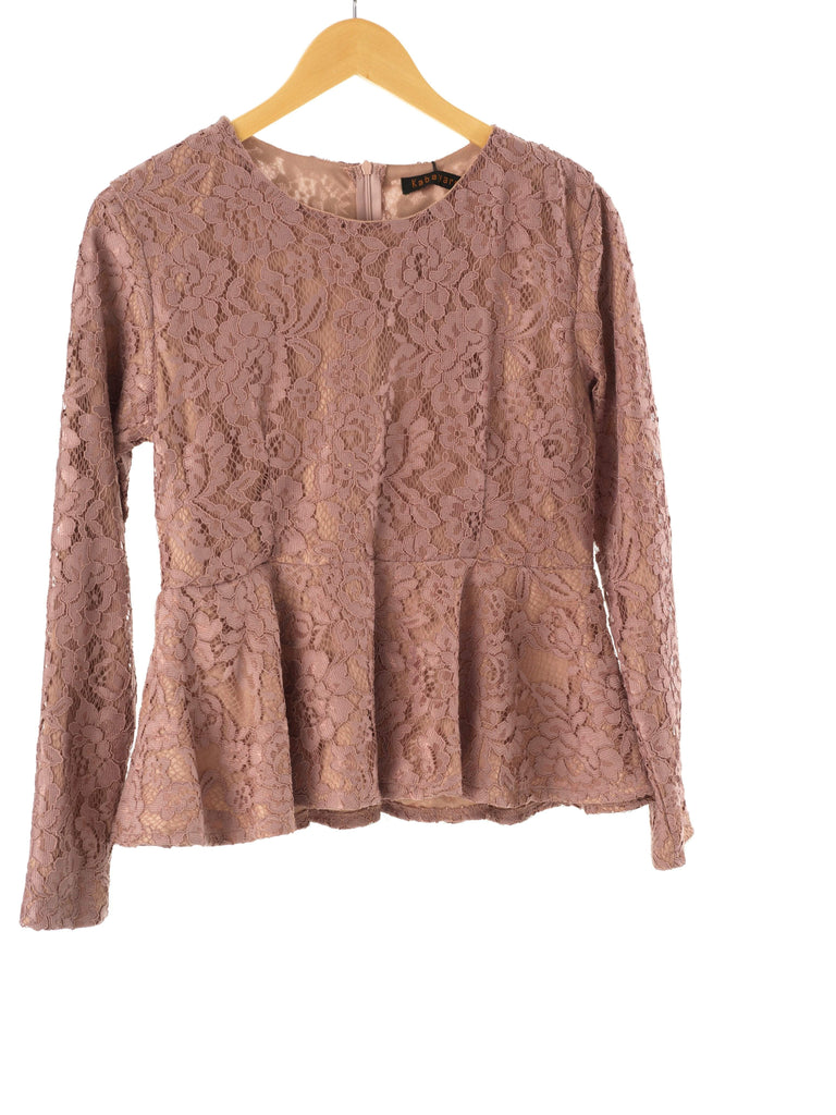 Mauve Lace Peplum Top Kabayare