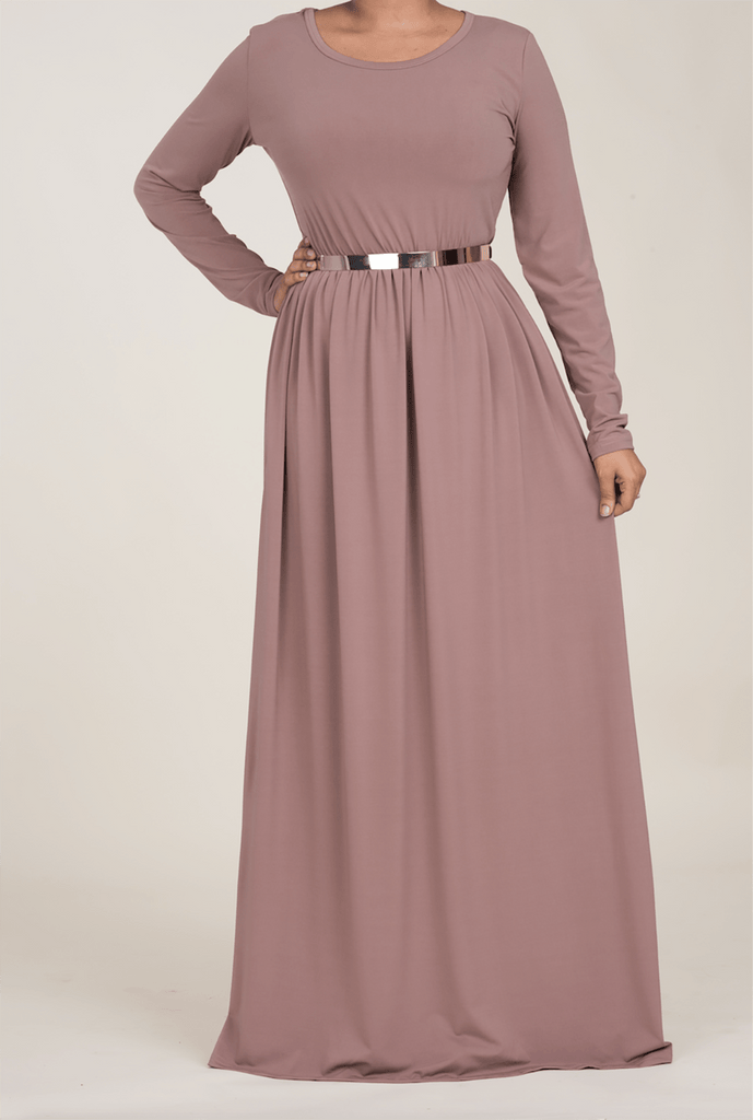 Mauve Milk Silk Maxi Dress / Pockets Kabayare