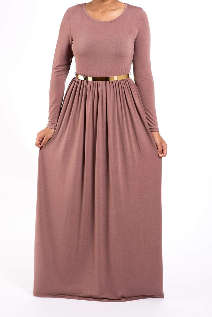 Mauve Milk Silk Maxi Dress / Pockets Kabayare
