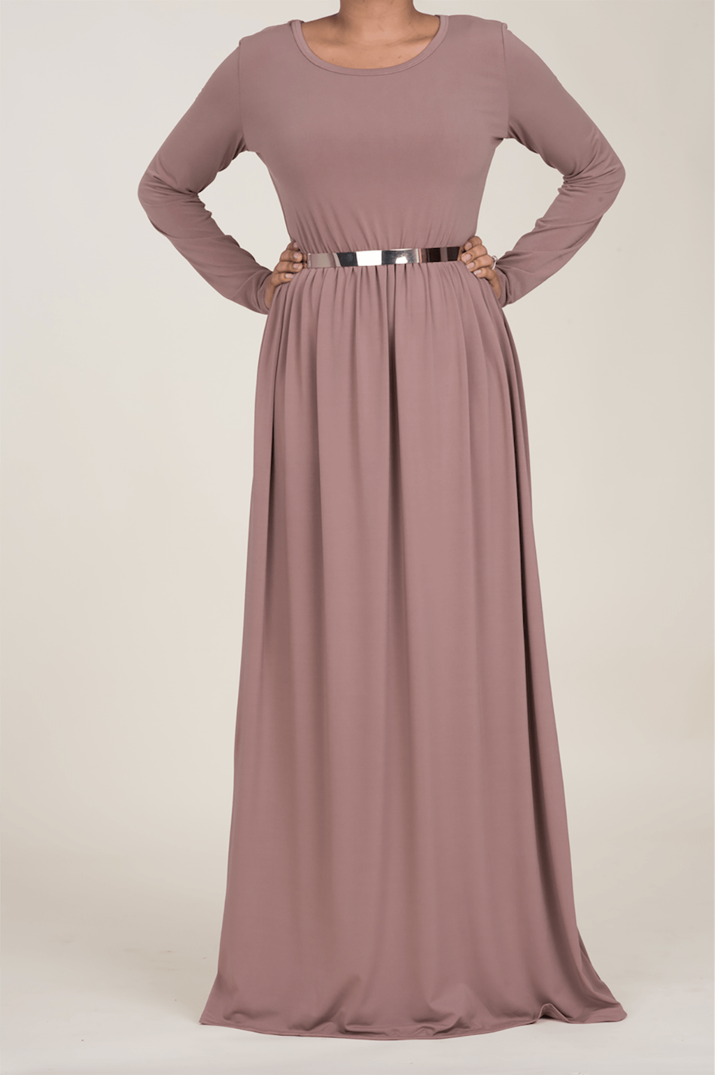 Mauve Milk Silk Maxi Dress / Pockets Kabayare
