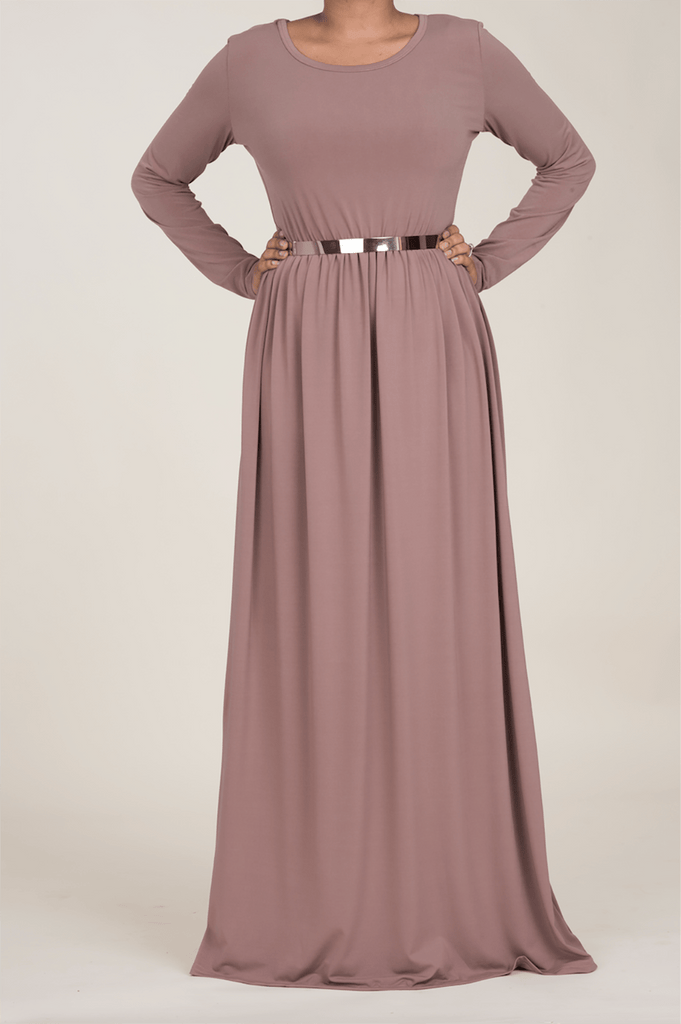 Mauve Milk Silk Maxi Dress / Pockets Kabayare