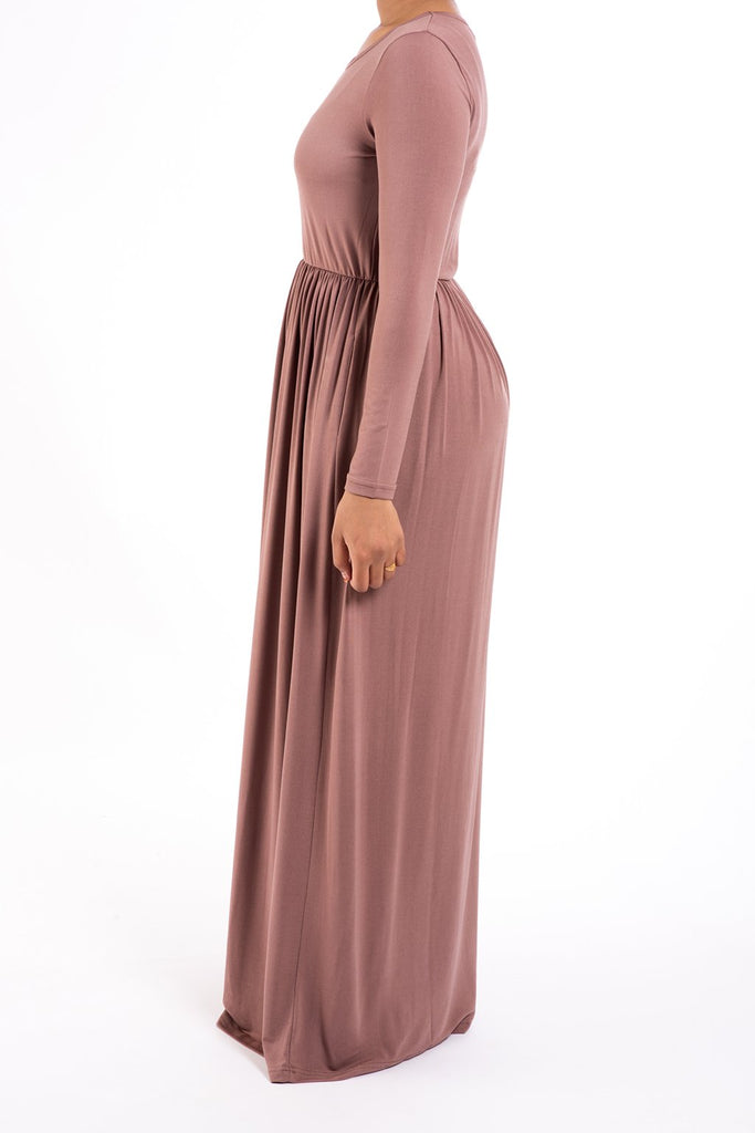Mauve Milk Silk Maxi Dress / Pockets Kabayare