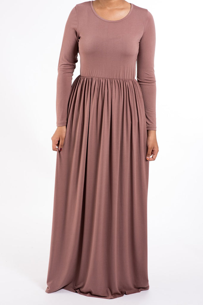 Mauve Milk Silk Maxi Dress / Pockets Kabayare