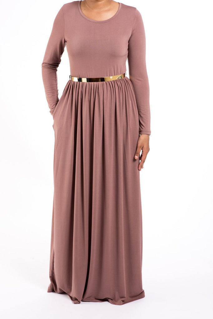 Mauve Milk Silk Maxi Dress / Pockets Kabayare