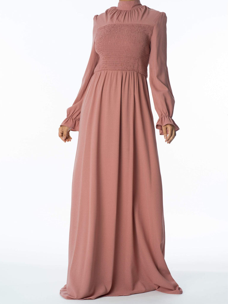 Mauve Smocked maxi dress Kabayare