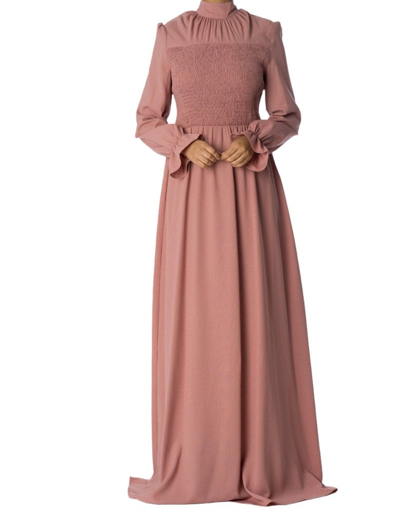 Mauve Smocked maxi dress Kabayare