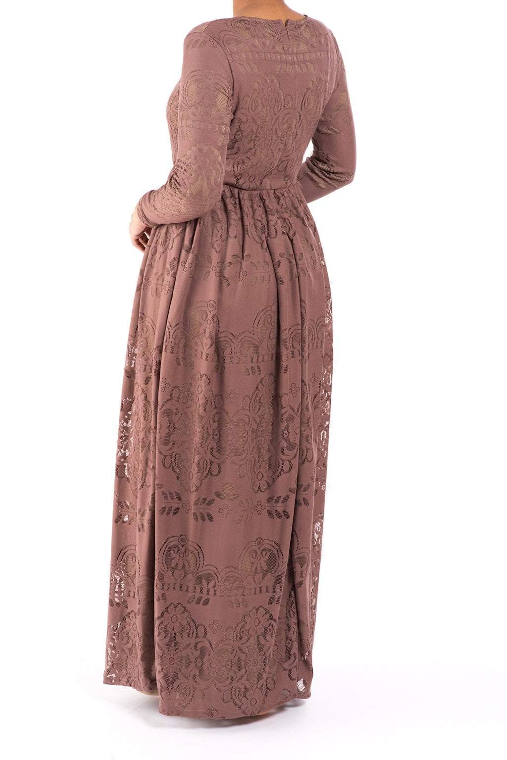 mauve Sweetheart Lace Maxi Dress Kabayare