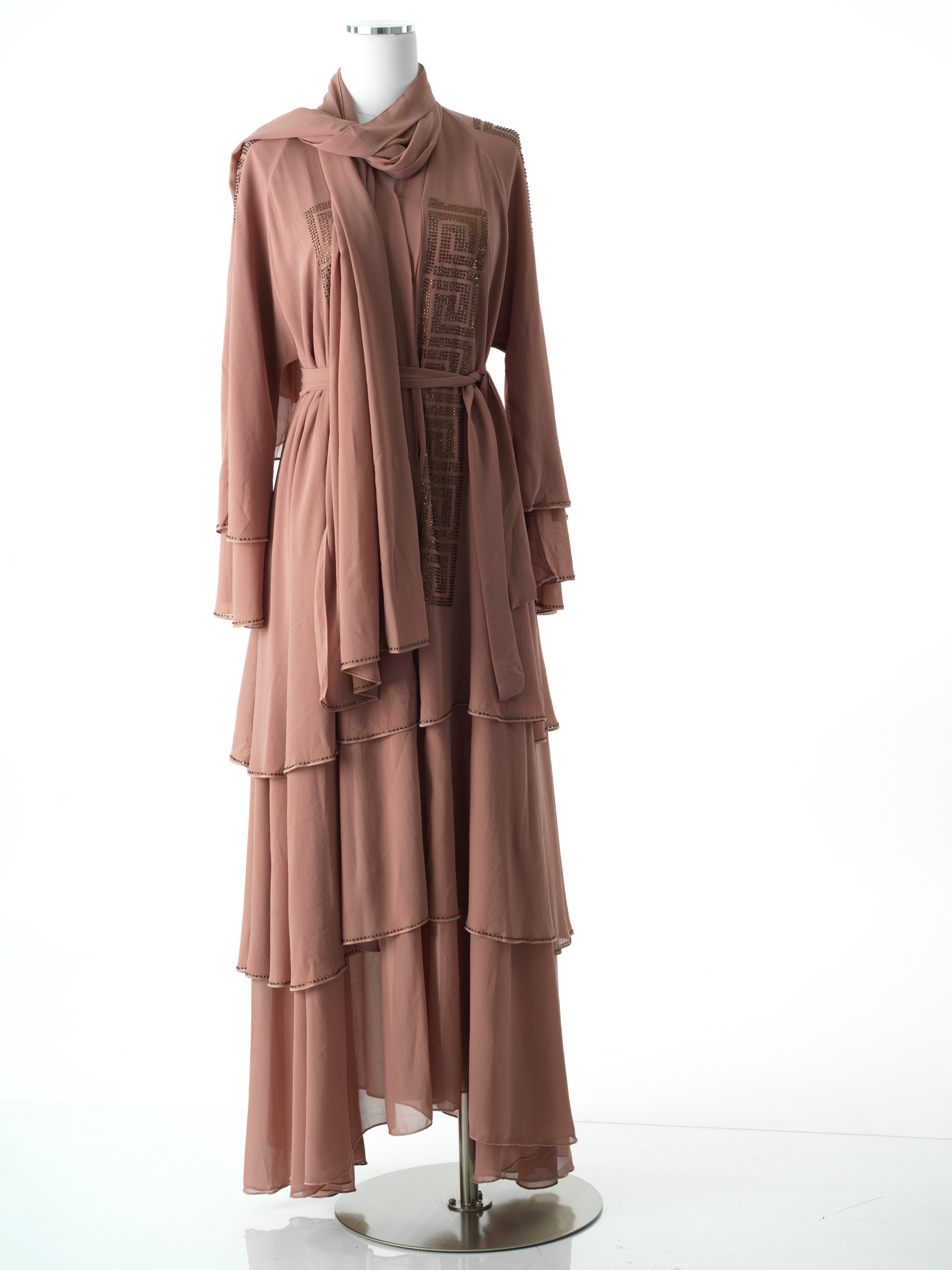 Maze crystal tiered abaya Kabayare