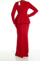 Mellow Red Long Sleeve Peplum Maxi Dress Kabayare