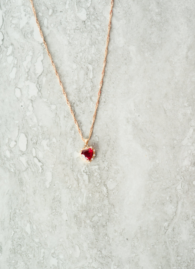 Mini heart Luxe Stones Pendant Necklaces Kabayare