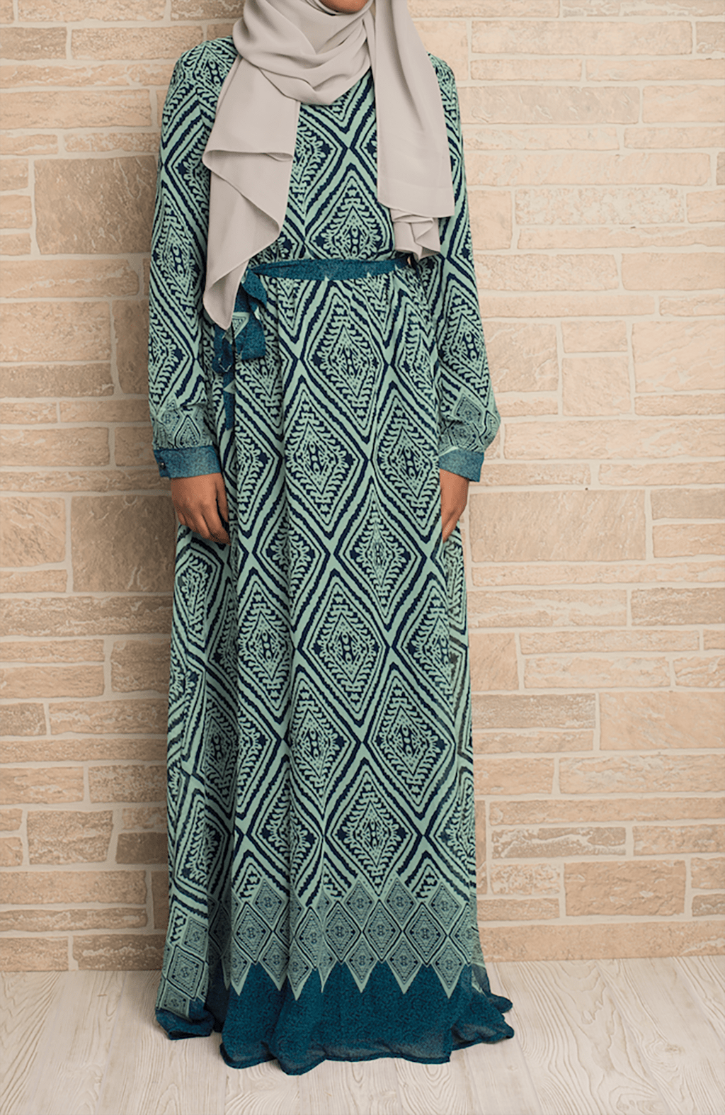 Mint aztec print chiffon dress Kabayare