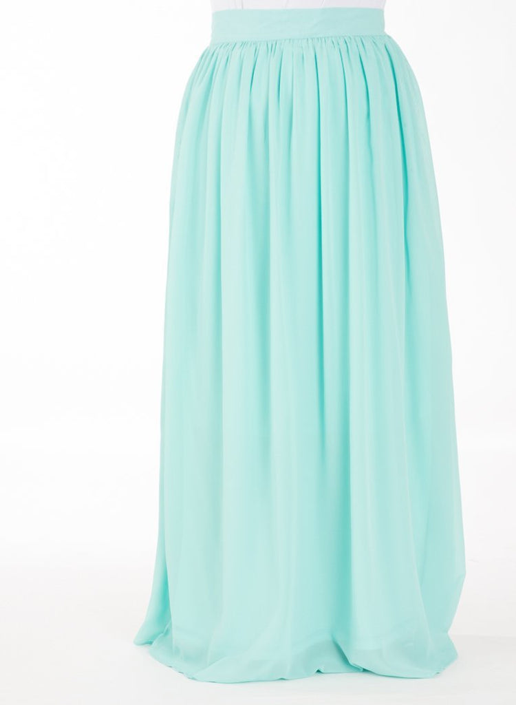 Mint basic chiffon Maxi Skirt Kabayare