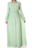 Mint Buttons Chiffon Dress Kabayare