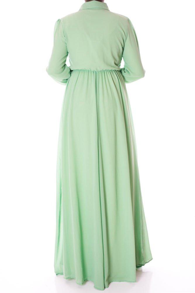 Mint Buttons Chiffon Dress Kabayare