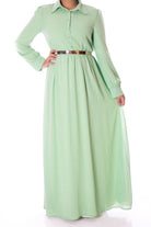 Mint Buttons Chiffon Dress Kabayare