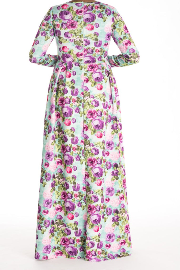 Mint Floral striking flare dress Kabayare