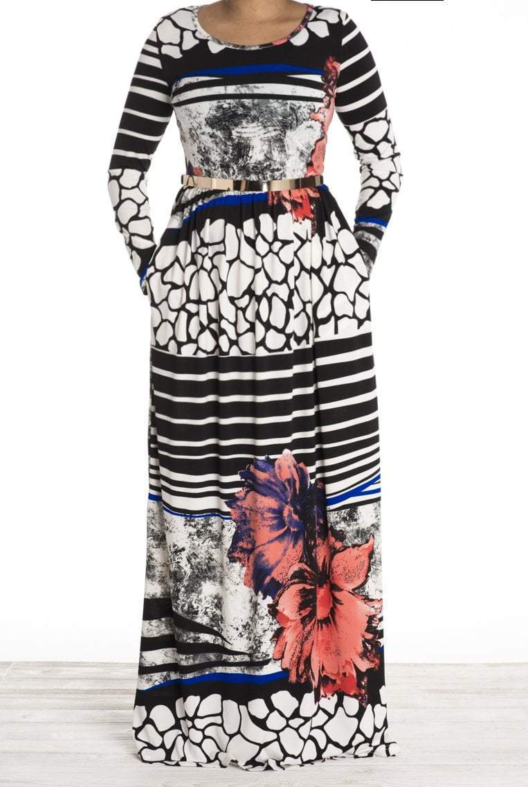 mixed Print maxi dress Kabayare