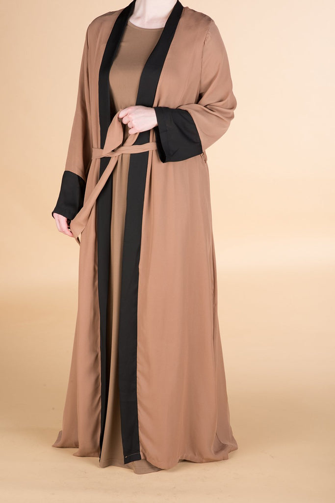 Mocha color-block Kimono Kabayare