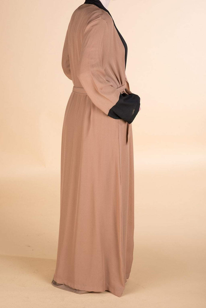 Mocha color-block Kimono Kabayare