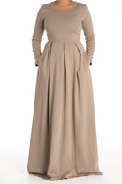 Mocha Flare Pleats Dress Kabayare