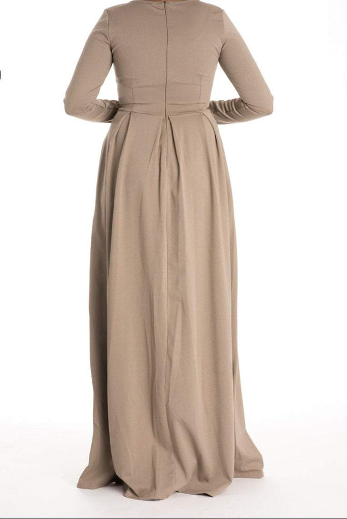 Mocha Flare Pleats Dress Kabayare