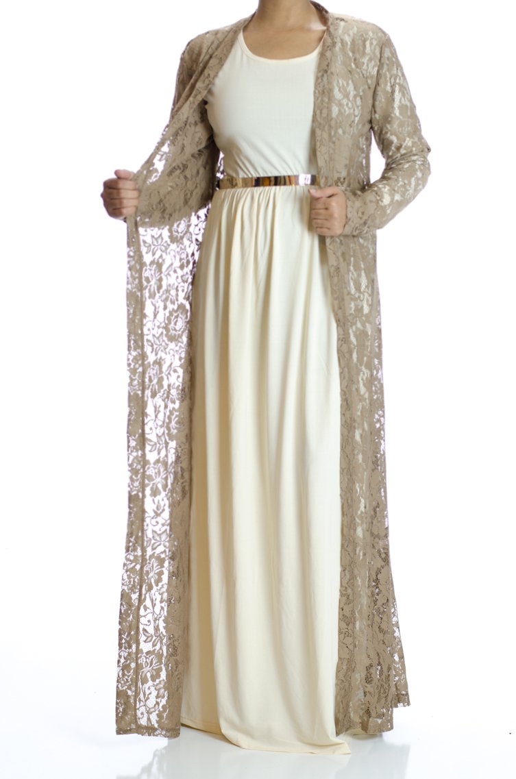 Mocha Lace Maxi Cardigan Kabayare