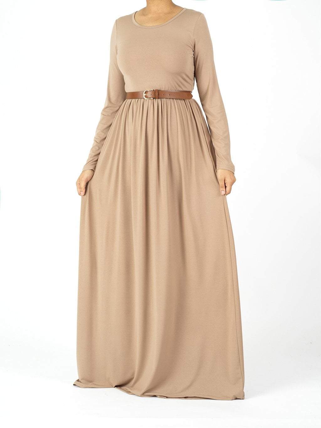 Mocha Milk Silk Maxi Dress (Soft) Kabayare