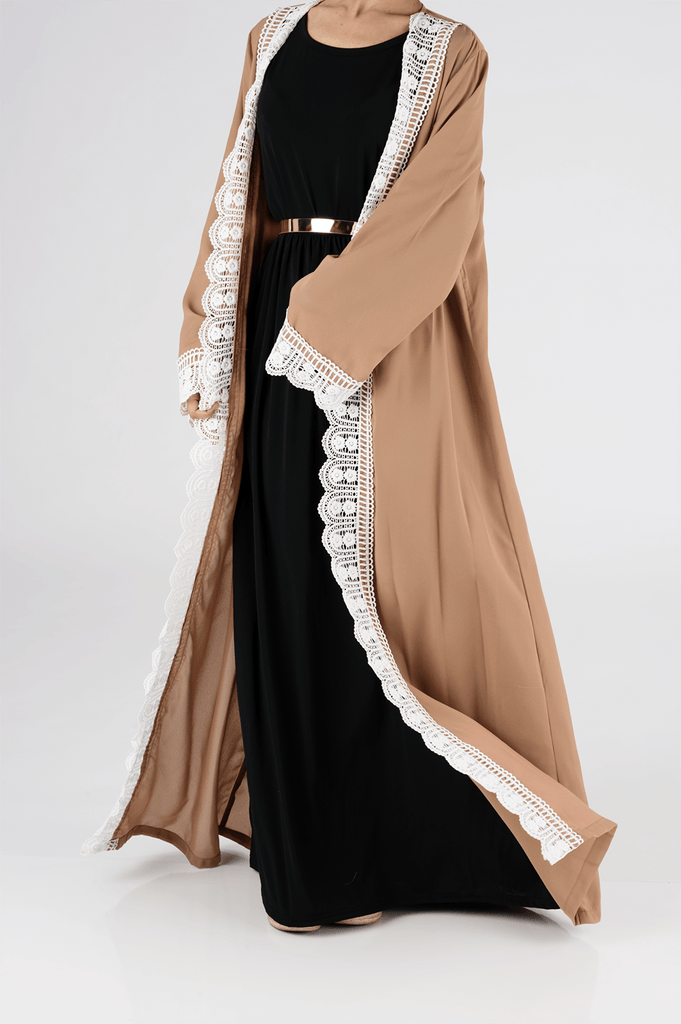 Mocha Sophisticated Lace Kimono Kabayare